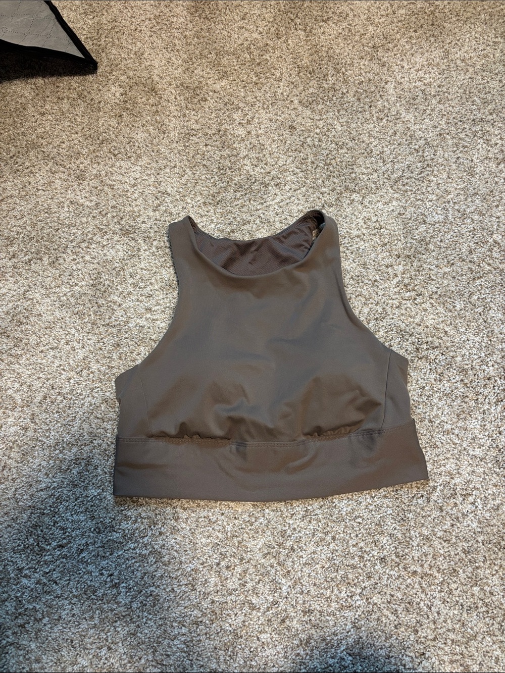 High-Neck Athletic Crop Top - Brown